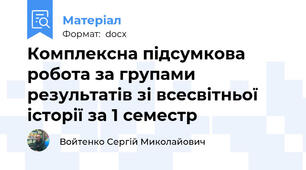 Комплексна підсумкова робота за групами результатів зі всесвітньої історії за 1 семестр