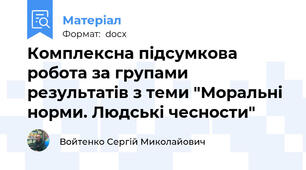 Комплексна підсумкова робота за групами результатів з теми "Моральні норми. Людські чесности"