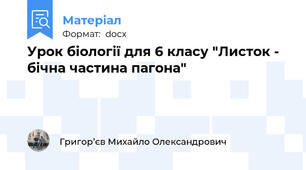 Урок біології для 6 класу "Листок - бічна частина пагона"