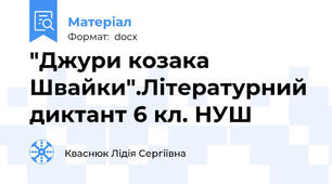 "Джури козака Швайки".Літературний диктант 6 кл. НУШ