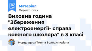 Виховна година "Збереження електроенергії- справа кожного школяра" в 3 класі