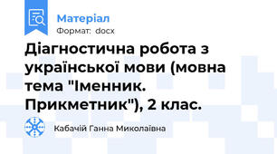 Діагностична робота з української мови (мовна тема "Іменник. Прикметник"), 2 клас.