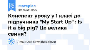 Конспект уроку у 1 класі до підручника "My Start Up" : Is it a big pig? Це велика свиня?