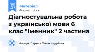 Діагностувальна робота з української мови 6 клас "Іменник" 2 частина