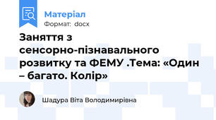 Заняття з сенсорно-пізнавального розвитку та ФЕМУ .Тема: «Один – багато. Колір»
