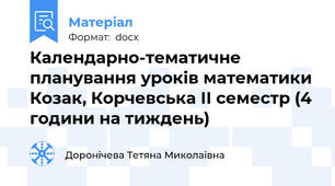 Календарно-тематичне планування уроків математики Козак, Корчевська ІІ семестр (4 години на тиждень)
