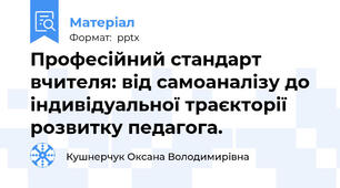 Професійний стандарт вчителя: від самоаналізу до індивідуальної траєкторії розвитку педагога.