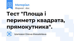 Тест "Площа і периметр квадрата, прямокутника".