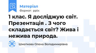 1 клас. Я досліджую світ. Презентація . З чого складається світ? Жива і нежива природа.