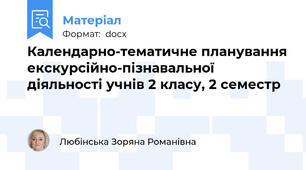 Календарно-тематичне планування екскурсійно-пізнавальної діяльності учнів 2 класу, 2 семестр