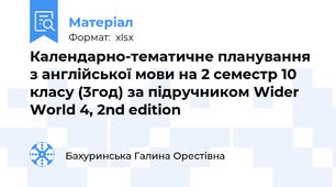Календарно-тематичне планування з англійської мови на 2 семестр 10 класу (3год) за підручником Wider World 4, 2nd edition