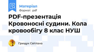 PDF-презентація Кровоносні судини. Кола кровообігу 8 клас НУШ