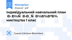 Індивідуальний навчальний план з музичного мистецтва 1 клас