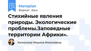 Стихийные явления природы. Экологические проблемы.Заповедные территории Африки».