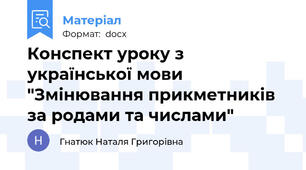 Конспект уроку з української мови "Змінювання прикметників за родами та числами"