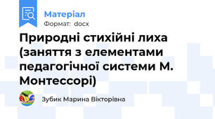Природні стихійні лиха (заняття з елементами педагогічної системи М. Монтессорі)