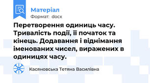 Перетворення одиниць часу. Тривалість події, її початок та кінець. Додавання і віднімання іменованих чисел, виражених в одиницях часу.