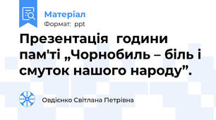 Презентація  години пам'ті „Чорнобиль – біль і смуток нашого народу”.