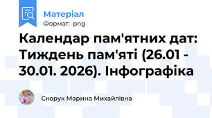 Календар пам'ятних дат: Тиждень пам'яті (26.01 - 30.01. 2026). Інфографіка