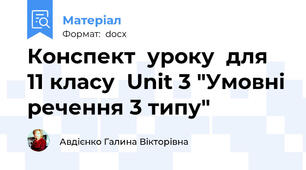 Конспект  уроку  для 11 класу  Unit 3 "Умовні речення 3 типу"