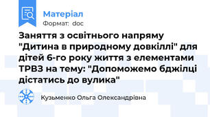 Заняття з освітнього напряму "Дитина в природному довкіллі" для дітей 6-го року життя з елементами ТРВЗ на тему: "Допоможемо бджілці дістатись до вулика"