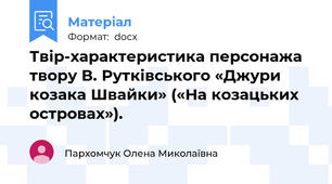 Твір-характеристика персонажа твору В. Рутківського «Джури козака Швайки» («На козацьких островах»).