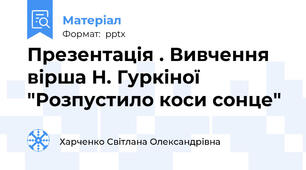 Презентація . Вивчення вірша Н. Гуркіної "Розпустило коси сонце"