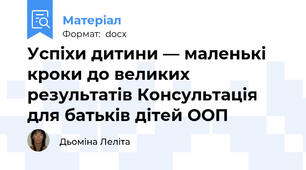 Успіхи дитини — маленькі кроки до великих результатів Консультація для батьків дітей ООП