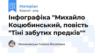 Інфографіка "Михайло Коцюбинський, повість "Тіні забутих предків""