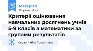 Критерії оцінювання навчальних досягнень учнів 5-9 класів з математики за групами результатів