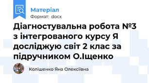 Діагностувальна робота №3 з інтегрованого курсу Я досліджую світ 2 клас за підручником О.Іщенко