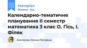 Календарно-тематичне планування ІІ семестр математика 3 клас О. Гісь, І. Філяк