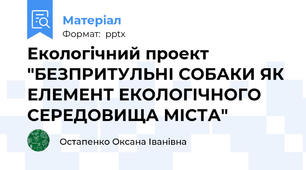 Екологічний проект "БЕЗПРИТУЛЬНІ СОБАКИ ЯК ЕЛЕМЕНТ ЕКОЛОГІЧНОГО СЕРЕДОВИЩА МІСТА"
