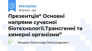 Презентція“ Основні напрями сучасної біотехнології.Трансгенні та химерні організми”