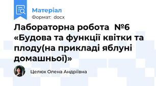 Лабораторна робота  №6 «Будова та функції квітки та плоду(на прикладі яблуні домашньої)»