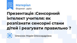 Презентація :Сенсорний інтелект учителя: як розпізнати сенсорні стани дітей і реагувати правильно ?