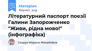 Літературний паспорт поезії Галини Запорожченко "Живи, рідна мово!" (інфографіка)