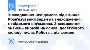 Знаходження невідомого від'ємника. Розв'язування задач на знаходження невідомого від'ємника. Знаходження значень виразів на основі десяткового складу числа. Робота з діаграмою