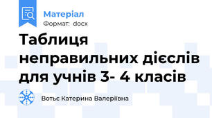 Таблиця неправильних дієслів для учнів 3- 4 класів