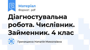 Діагностувальна робота. Числівник.  Займенник. 4 клас