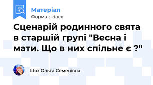Сценарій родинного свята в старшій групі "Весна і мати. Що в них спільне є ?"