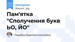 Пам'ятка "Сполучення букв ЬО, ЙО"