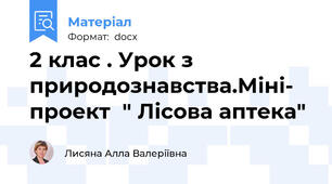 2 клас . Урок з природознавства.Міні- проект  " Лісова аптека"
