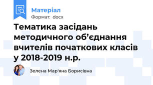 Тематика засідань методичного об’єднання вчителів початкових класів у 2018-2019 н.р.