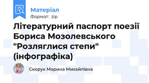 Літературний паспорт поезії Бориса Мозолевського "Розляглися степи" (інфографіка)