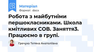 Робота з майбутніми першокласниками. Школа кмітливих СОВ. Заняття3. Працюємо в групі.