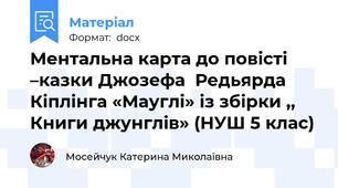 Ментальна карта до повісті –казки Джозефа  Редьярда Кіплінга «Мауглі» із збірки ,, Книги джунглів» (НУШ 5 клас)