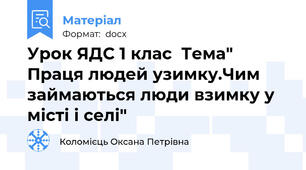 Урок ЯДС 1 клас  Тема" Праця людей узимку.Чим займаються люди взимку у місті і селі"