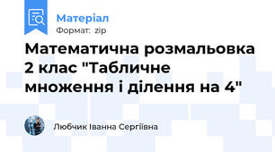 Математична розмальовка 2 клас "Табличне множення і ділення на 4"