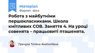 Робота з майбутніми першокласниками. Школа кмітливих СОВ. Заняття 4. На уроці совенята – працьовиті пташенята.
